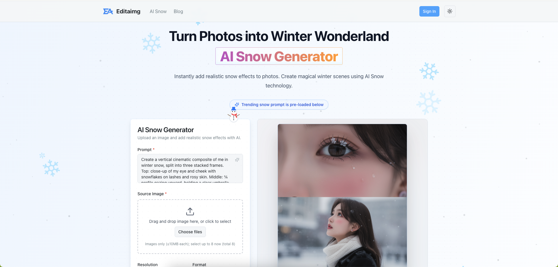 AI snow generator AI snow generator