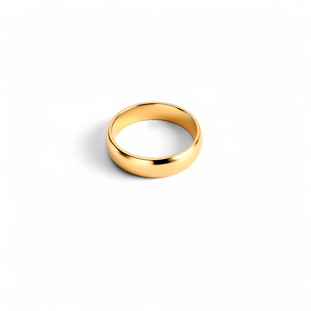 AI retouched gold ring with high-end studio lighting and white background