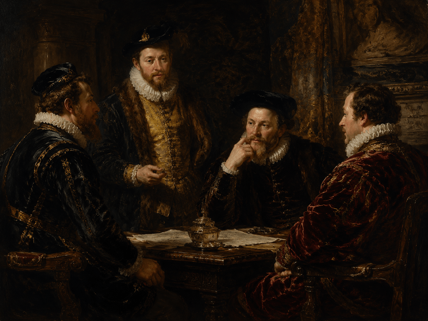 Renaissance oil painting scene without any modern person
