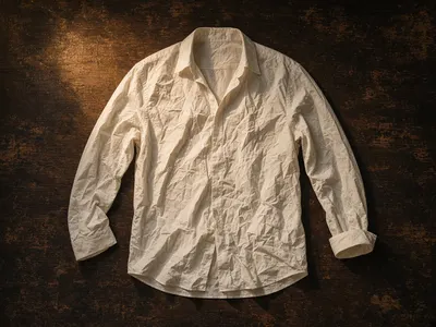 Flat lay shirt with packaging fold lines before the Clothes Wrinkle Remover