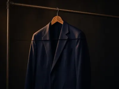 Jacket on a hanger with a chest crease for the Clothes Wrinkle Remover